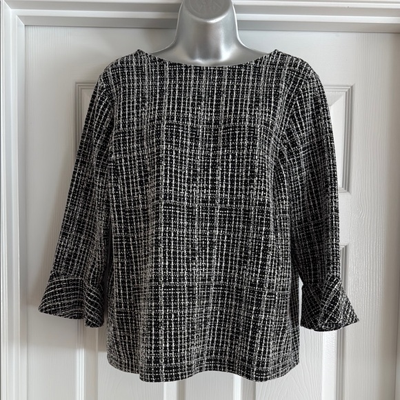 Talbots Textured Ruffle Sleeve Blouse XP - Picture 3 of 8